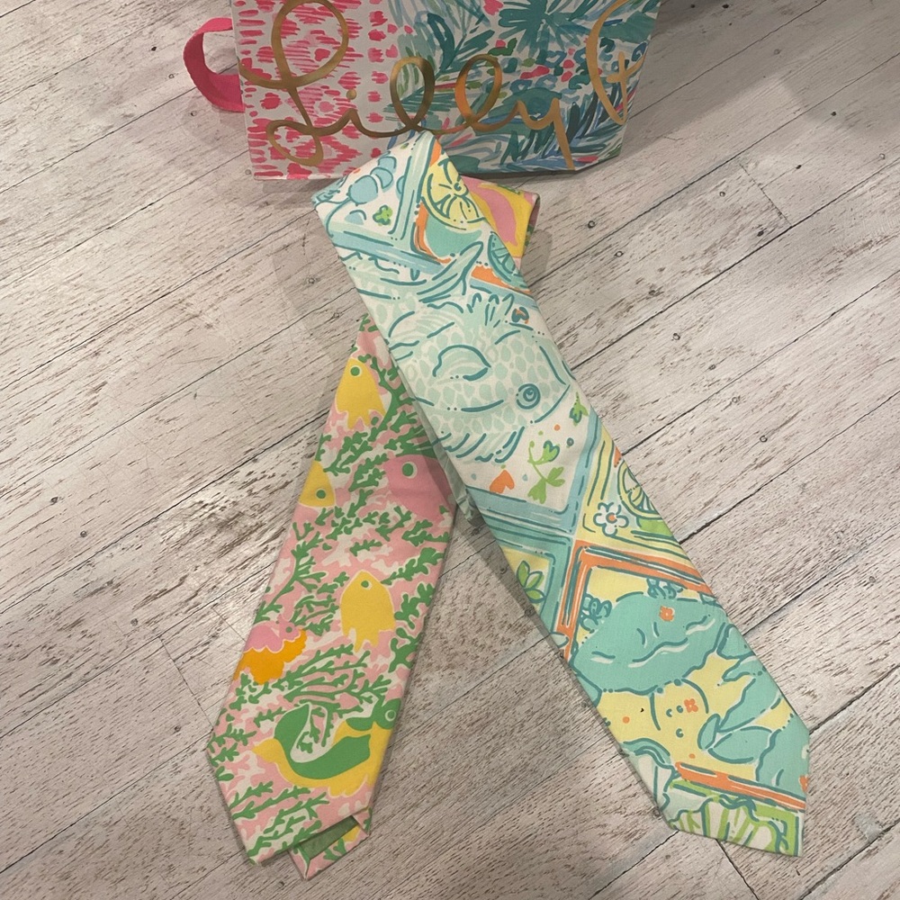 Lilly Pulitzer UNISEX SPRING floral print ties handmade via palm beach ATTIRE - Picture 10 of 16